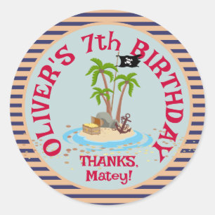 Pirate Kids Birthday Party Classic Round Sticker