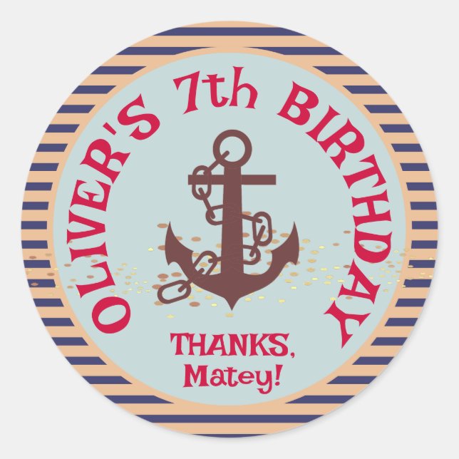 Pirate Kids Birthday Party Classic Round Sticker (Front)