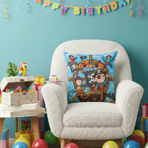 Pirate Kids Birthday  Party Gift Throw Pillow