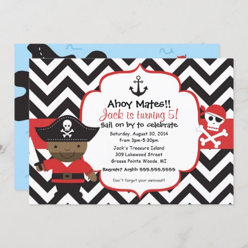 Pirate Kids Birthday Party Invitation