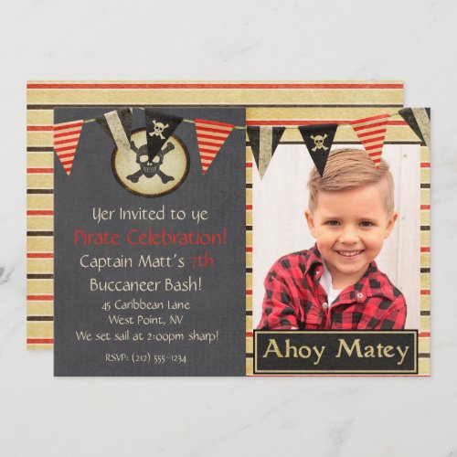 Pirate Kids Birthday Party Invitation