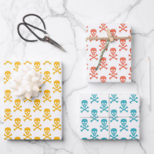Pirate Kids Party Crossbones Colorful Modern Fun Wrapping Paper Sheets