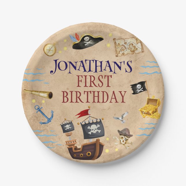 Pirate Kids pirate party birthday Cute Kids  Paper Plates (Front)