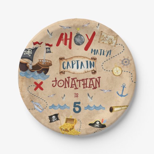 Pirate Kids pirate party birthday Paper Plates