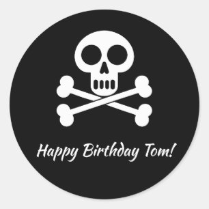 Pirate Kids Skull and Crossbones Birthday Classic Round Sticker