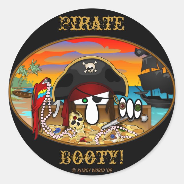 Pirate Kilroy Booty Sticker (Front)