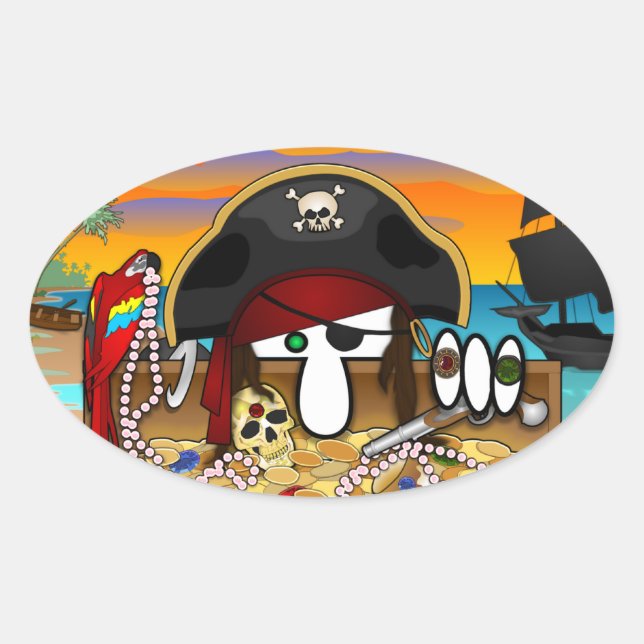 Pirate Kilroy Oval Sticker (Front)