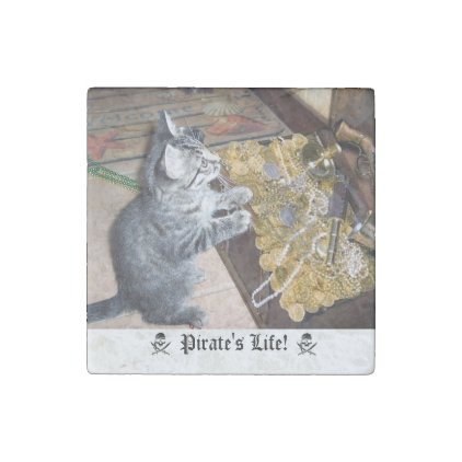 Pirate Kitty Stone Magnet