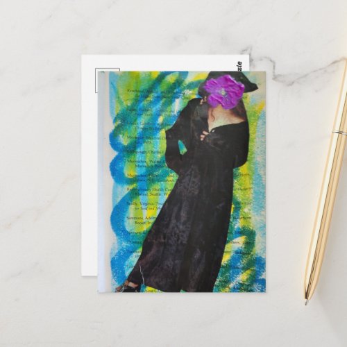 Pirate Lady With Purple Flower Face Postcard