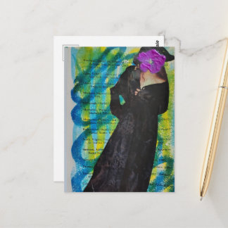 Pirate Lady With Purple Flower Face Postcard