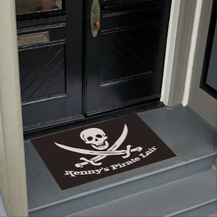 Pirate Lair Personalized Skull and Cutlasses Doormat