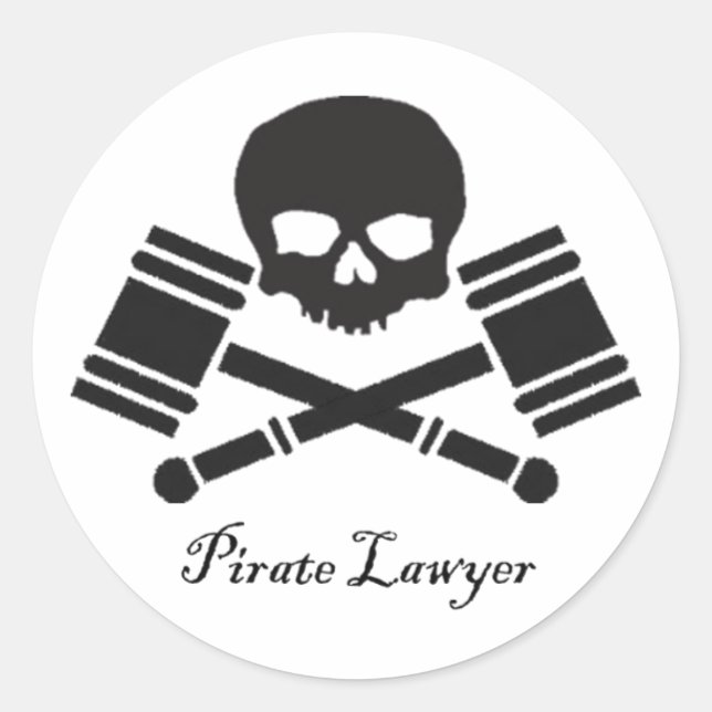 Pirate Lawyer Round Sticker w/ Border (Front)