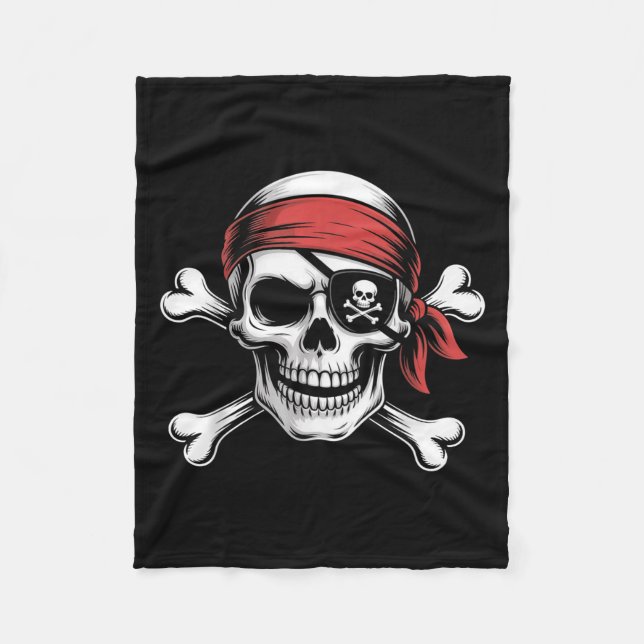 Pirate Lazy Skull Bandana Halloween Costume Men Bo Fleece Blanket (Front)