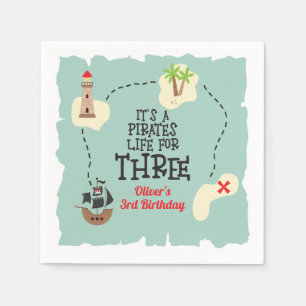 Pirate life for THREE 3rd Birthday Napkins