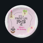 Pirate life FOUR me Pink Birthday Paper Plates<br><div class="desc">Pink pirate birthday party. A Pirate's Life FOUR me! 4th birthday party.</div>