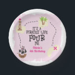 Pirate life FOUR me Pink Birthday Paper Plates<br><div class="desc">Pink pirate birthday party. A Pirate's Life FOUR me! 4th birthday party.</div>