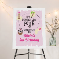 Pirate life FOUR me Pink Birthday Welcome