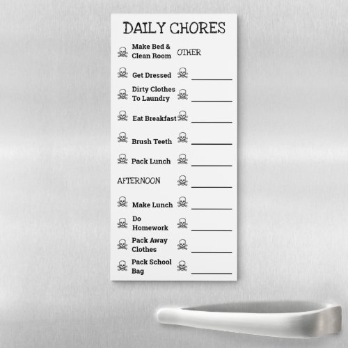 Pirate lined kids chores list  PERSONALIZE Magnetic Notepad