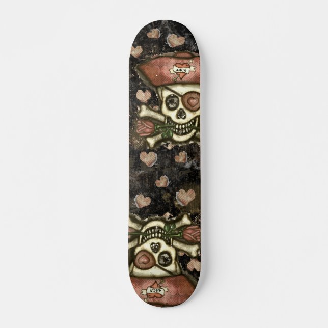 Pirate Love Graphic Skateboard Deck (Front)