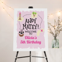 Pirate Map Ahoy matey Pink Birthday Welcome
