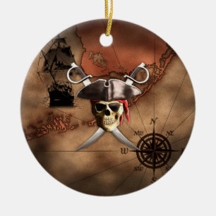 Pirate Map Ceramic Ornament