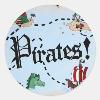 Pirate Map Classic Round Sticker