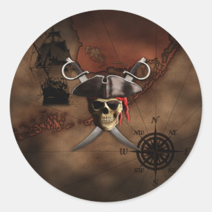 Pirate Map Classic Round Sticker