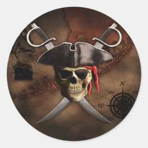 Pirate Map Classic Round Sticker