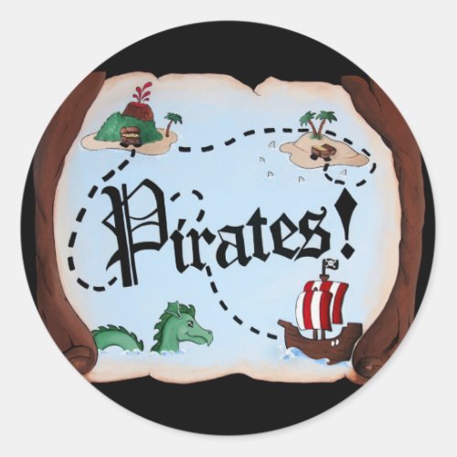 Pirate Map Classic Round Sticker
