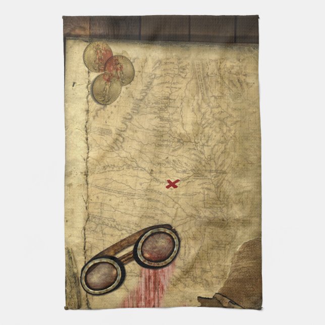 Pirate Map, Gold Coins and Towel (Vertical)