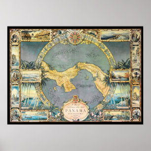 "Pirate" Map of Panama Poster