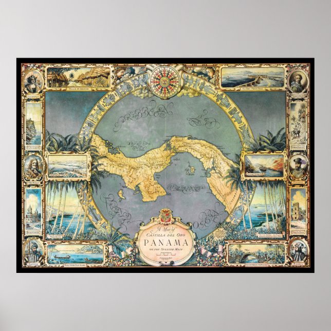 "Pirate" Map of Panama Poster (Front)