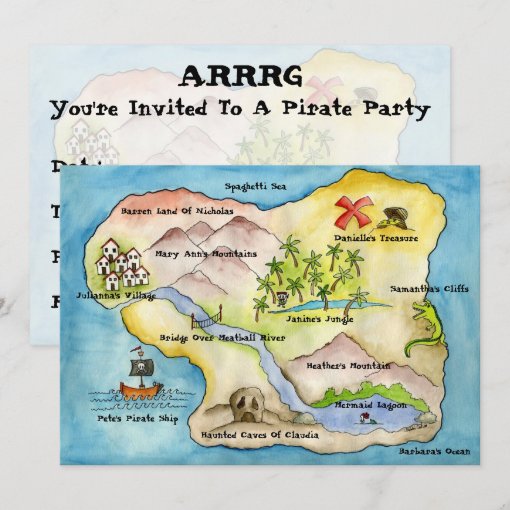 Map Party Invite Pirate Map Party Invitation 5