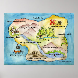 Pirate Map Print - Large Canvas