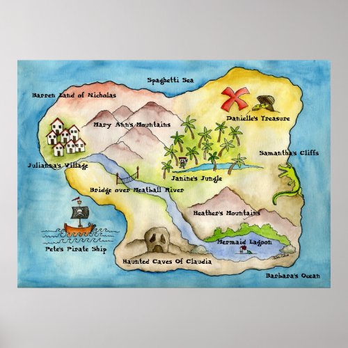 Pirate Map Print _ Large Canvas