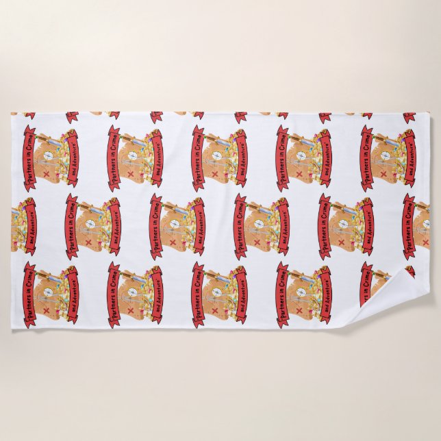 pirate  map quote beach towel (Front)