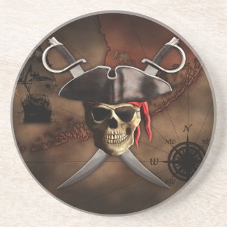 Pirate Map Sandstone Coaster