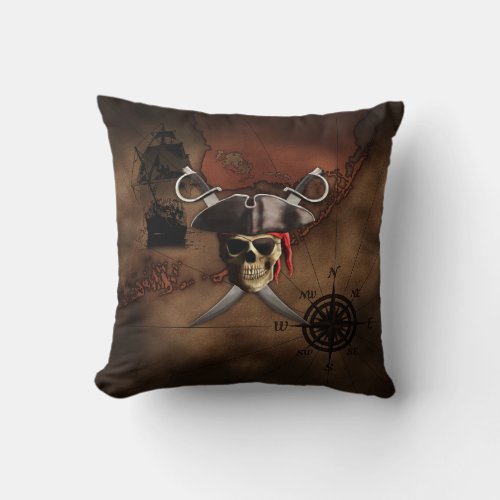 Pirate Map Throw Pillow