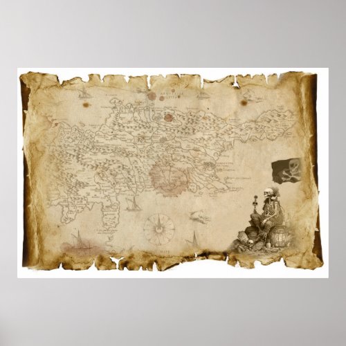 Pirate map to reasure island  poster