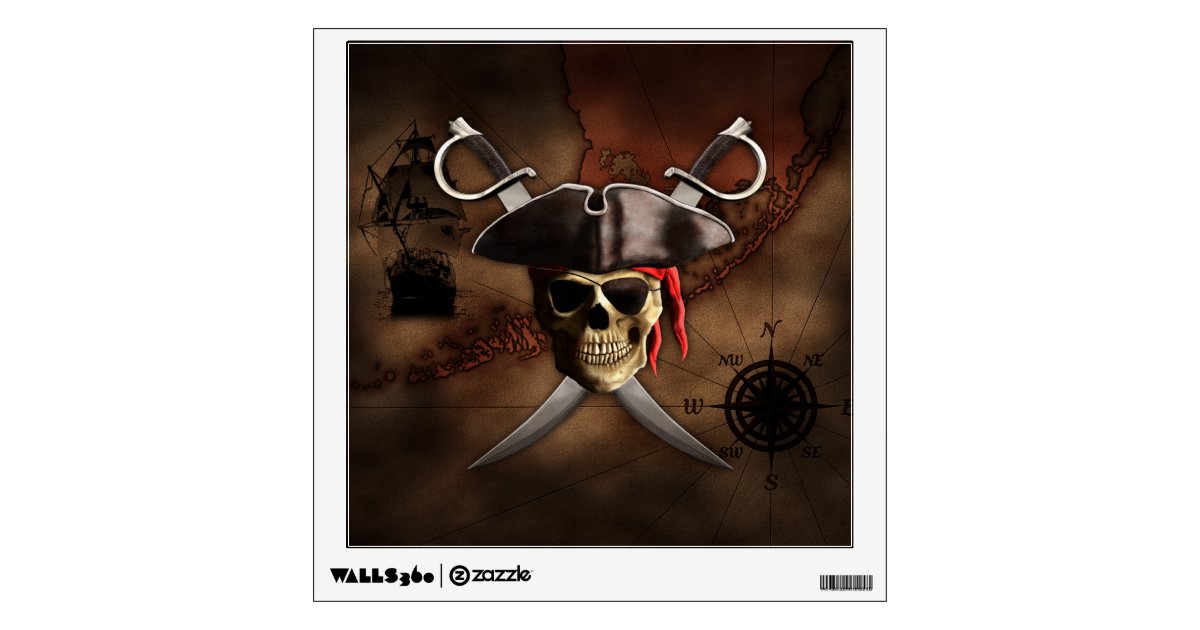 Pirate's Map effaçable à sec Wall Stickers 11 autocollants pièces Signes Room Decor