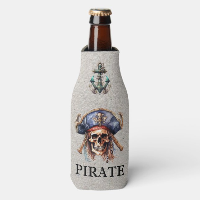 Pirate Mascot Bottle Cooler (Bottle Front)