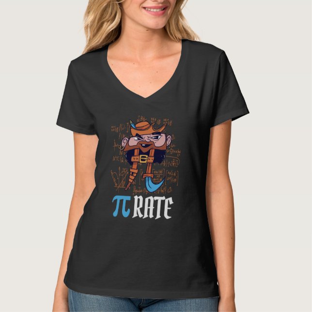 Pirate Math Pi rate Symbol Pi Day Teacher 3 14 Mar T-Shirt (Front)