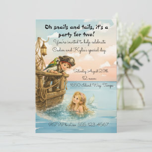 Pirate Mermaid Birthday Party digital Invitation