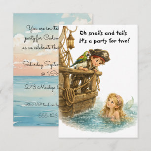 Pirate Mermaid Birthday Party digital Invitation