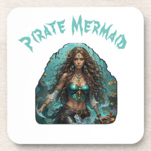 Pirate Mermaid Lady Thunder_Cove Beverage Coaster