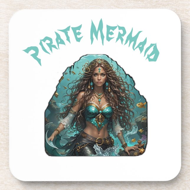 Pirate Mermaid Lady Thunder_Cove Beverage Coaster (Front)