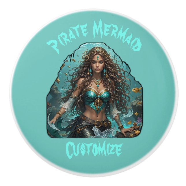 Pirate Mermaid Lady Thunder_Cove Ceramic Knob (Front)