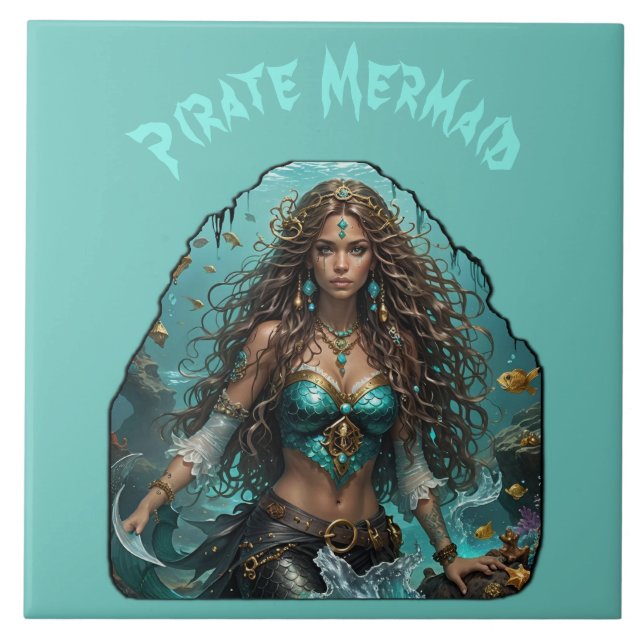 Pirate Mermaid Lady Thunder_Cove Ceramic Tile (Front)