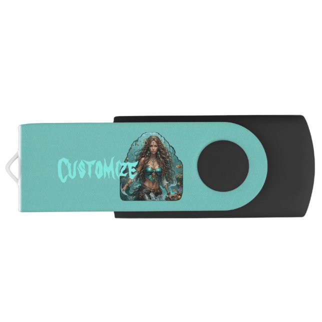 Pirate Mermaid Lady Thunder_Cove Flash Drive (Back)