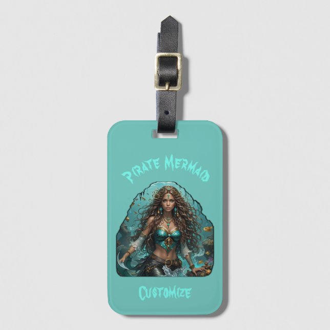 Pirate Mermaid Lady Thunder_Cove Luggage Tag (Front Vertical)